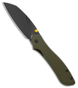 CJRB Fugly Liner Lock Knife Green G-10 (3.5" Black PVD)