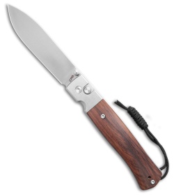 CJRB Glacier Button Lock Knife Wood + SW Steel Bolsters (3.5" SW AR-RPM9)