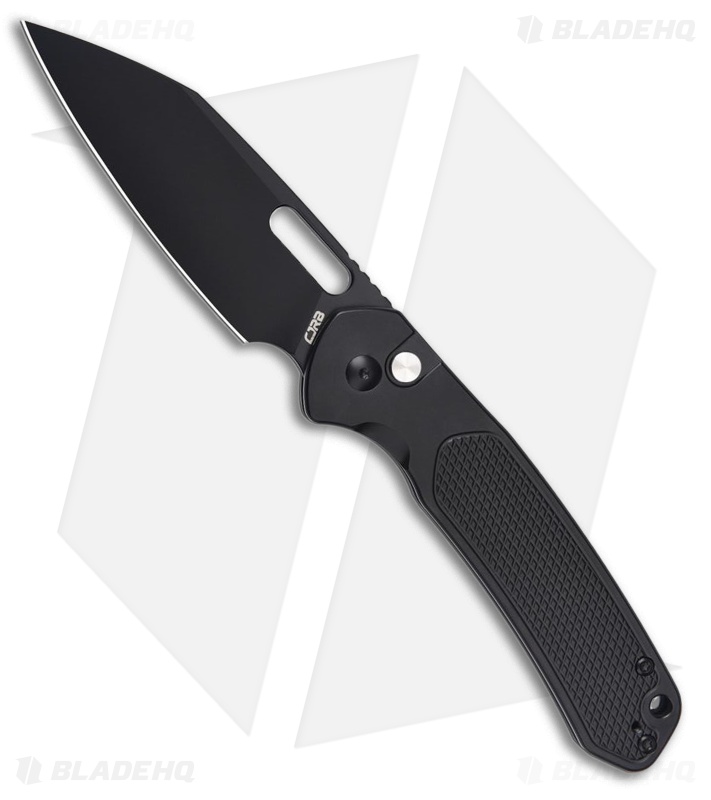 CJRB Large Pyrite-Alt Button Lock Knife Black Stainless Steel (3.7" Black PVD)