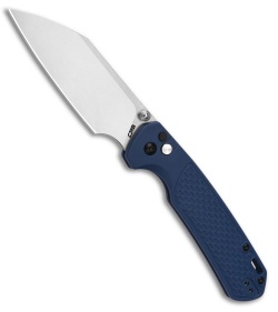 CJRB Large Pyrite-Light Button Lock Knife Blue FRN (3.7" Stonewash)
