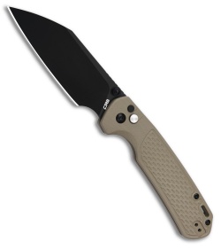 CJRB Large Pyrite-Light Button Lock Knife Desert G-10 (3.7" Black PVD)