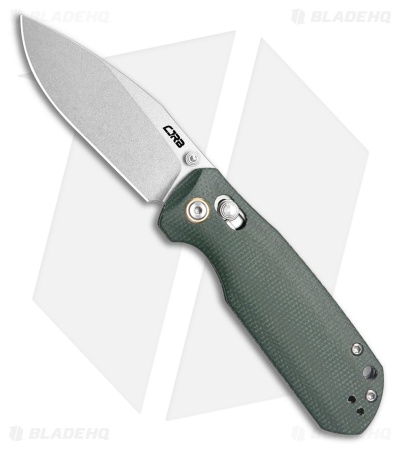 CJRB Maximal Crossbar Lock Knife Green Micarta (3" Stonewash)