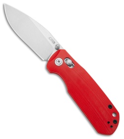 CJRB Maximal Crossbar Lock Knife Red G-10 (3" Stonewash)