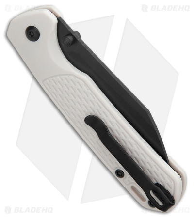 CJRB Pyrite-Light Button Lock Knife Light Gray FRN (3.3" Black PVD)