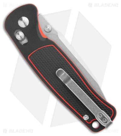 CJRB Shale Drop Point Crossbar Lock Knife Black/Red G-10 (3.2" Stonewash)