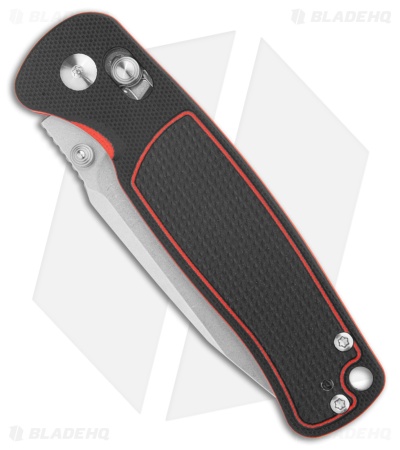 CJRB Shale Drop Point Crossbar Lock Knife Black/Red G-10 (3.2" Stonewash)