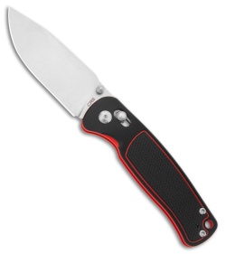 CJRB Shale Drop Point Crossbar Lock Knife Black/Red G-10 (3.2" Stonewash)