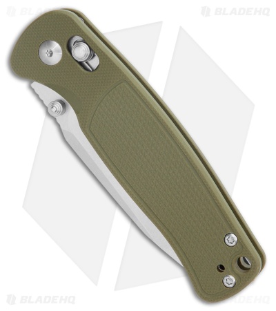 CJRB Shale Drop Point Crossbar Lock Knife Green G-10 (3.2" Stonewash)