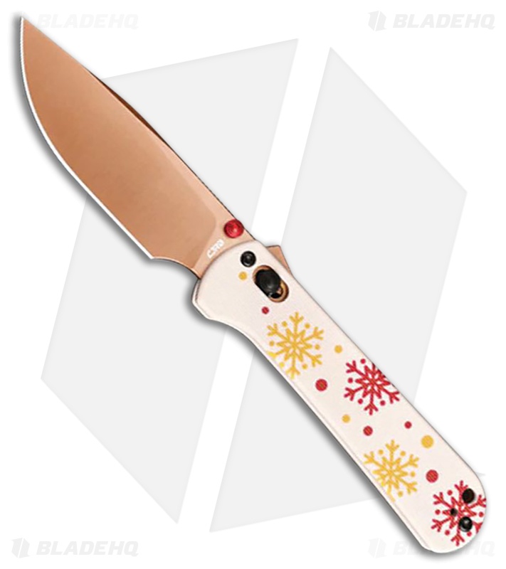 CJRB Bolt Recoil Lock Knife Snowfall G-10 (3.25" Rose Gold)