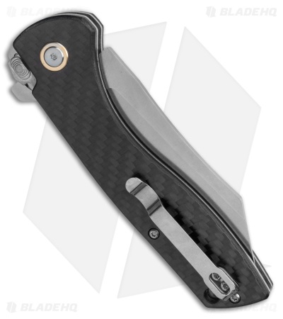 CJRB Kicker Recoil-Lock Knife Carbon Fiber (3.5" Stonewash) J1915-CF
