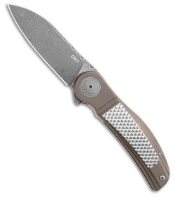 CRKT Michael Walker Monument Liner Lock Knife Silver Titanium (3" Damasteel)