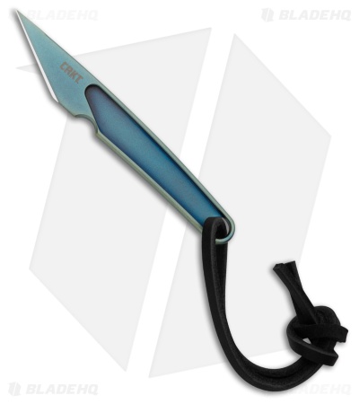 CRKT HangTi Fixed Blade Knife Blue Titanium (1" Blue Titanium) 7065