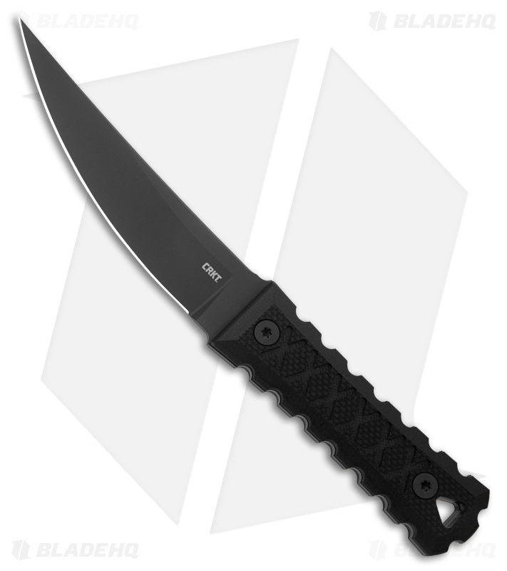 CRKT HZ4 Fixed Blade Black G-10 Trailing Point TiNi SK-5