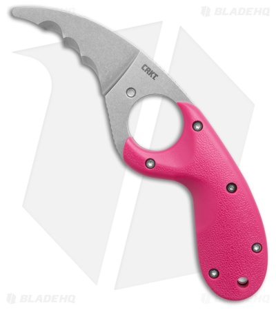CRKT Bear Claw Fixed Blade Knife Pink GRN (2.4" Stonewash Serrated AUS-8)