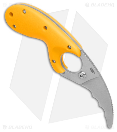 CRKT Bear Claw Fixed Blade Knife Yellow GRN (2.4" Stonewash Serrated AUS-8)