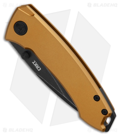CRKT Burnley Tuna Frame Lock Knife Gold Titanium (2.7" Black SW S35VN) 2524