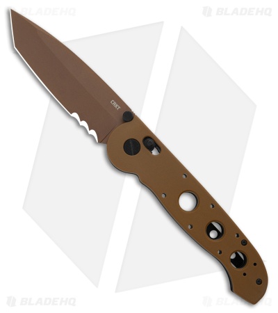 CRKT Carson M16-14XD Tanto Crossbar Lock Knife Tan Grivory (3.9" Tan Serr)