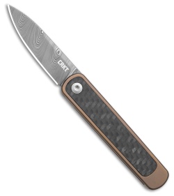 CRKT Pup Slip Joint Knife Titanium w/CF Inlay (2.1" Super Dense Twist Damasteel)