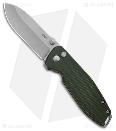 CRKT Squid XM Button Lock Knife Green Micarta (2.9" SW D2) 2495GR