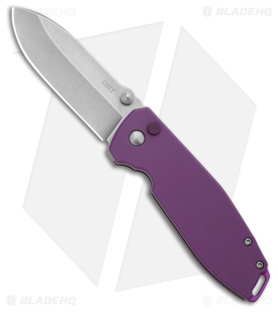CRKT Squid XM Button Lock Knife Violet G-10 (2.9" SW D2) 2495P
