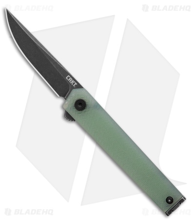 CRKT CEO Microflipper Liner Lock Knife Jade G-10 (2.36" Black Stonewash)