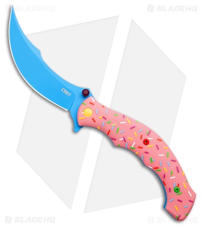 CRKT Ritual Compact Dessert Warrior Assisted Opening Knife Pink GRN (3.3" Blue)