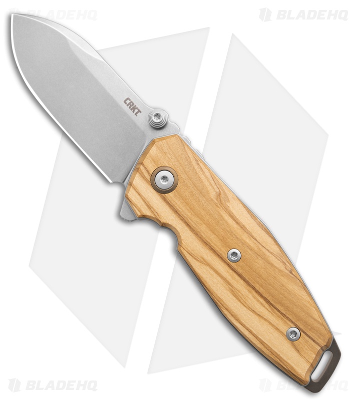 CRKT Squid II Liner Lock Knife Olive Wood (2.7" Stonewash M390)