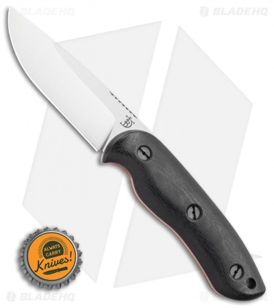 Dark Timber Knives Bushy Knife Black Micarta Orange Liners (4" Satin)