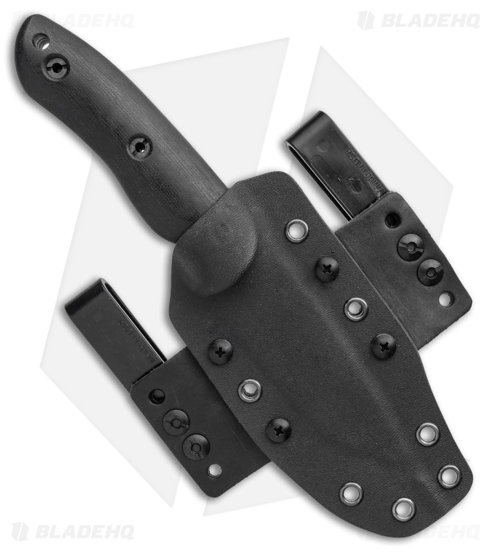 Dark Timber Knives Bushy Knife Black Micarta Orange Liners (4" Satin)