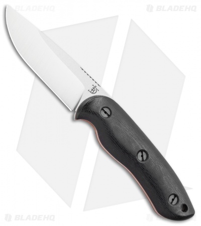 Dark Timber Knives Bushy Knife Black Micarta Orange Liners (4" Satin)