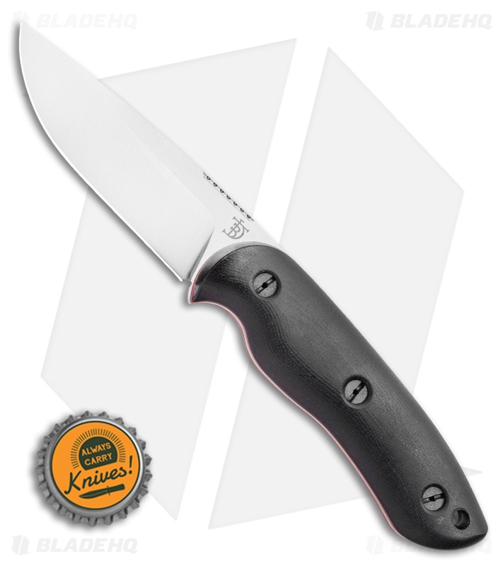 Dark Timber Knives Bushy Knife Black Micarta / Red Liners (4" Satin)