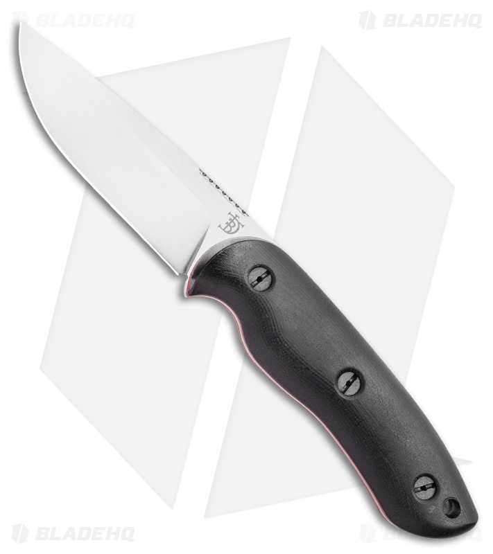 Dark Timber Knives Bushy Knife Black Micarta / Red Liners (4" Satin)