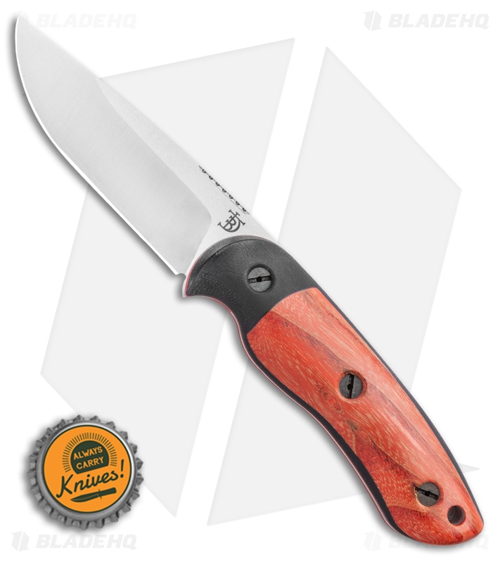 Dark Timber Knives Bushy Knife Black Micarta / Red Rustic Maple (4" Satin)