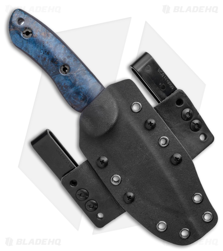Dark Timber Knives Bushy Knife Blue Maple Burl Black Micarta (4" Satin)