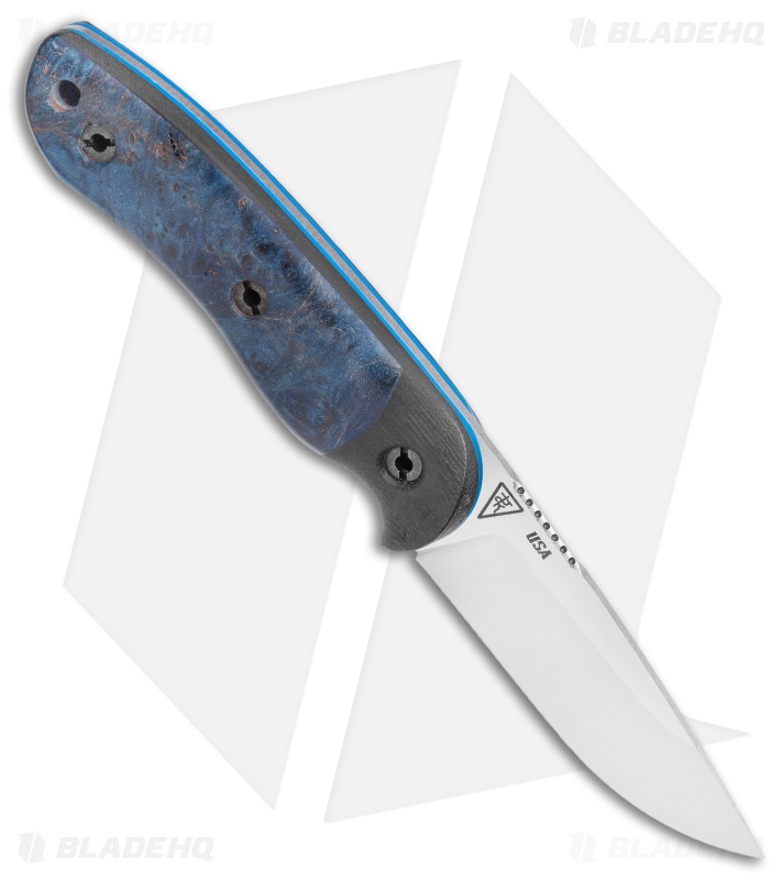 Dark Timber Knives Bushy Knife Blue Maple Burl Black Micarta (4" Satin)
