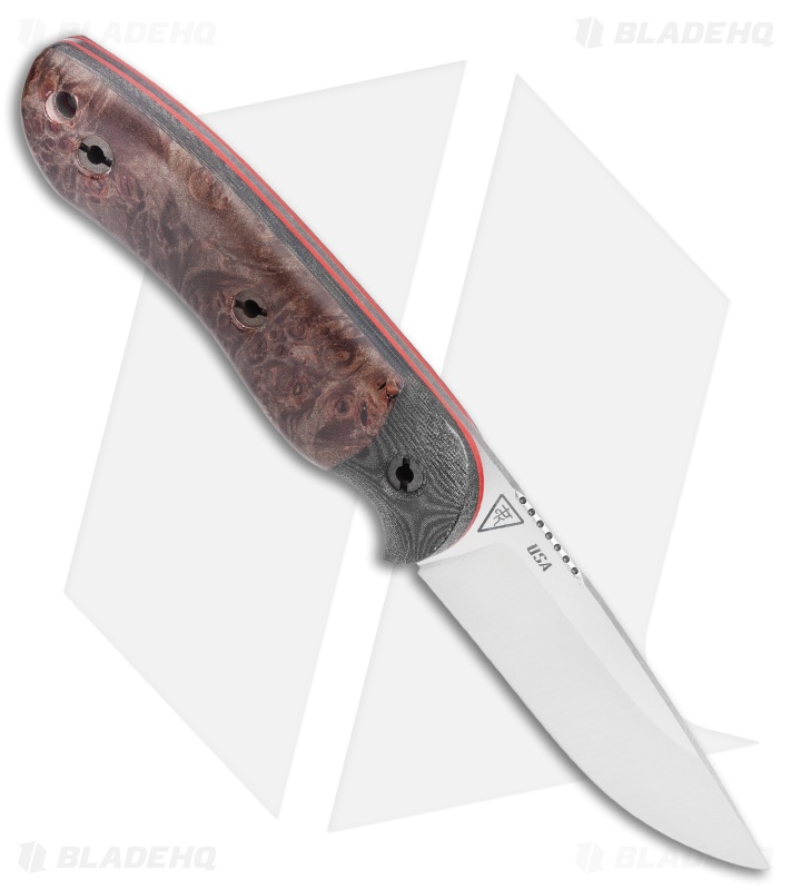 Dark Timber Knives Bushy Knife Dark Maple Burl Black / Green Micarta (4" Satin)