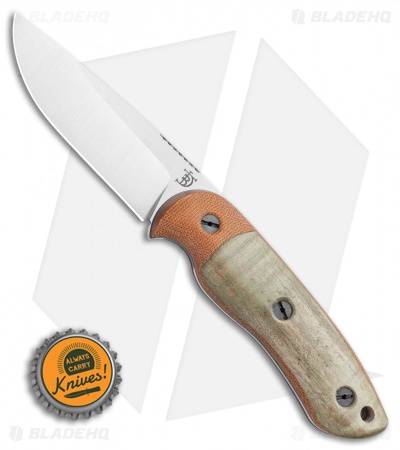 Dark Timber Knives Bushy Knife Green Curly Maple / Natural Micarta (4" Satin)