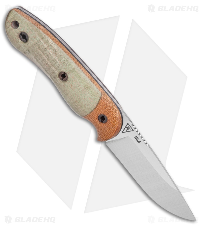 Dark Timber Knives Bushy Knife Green Curly Maple / Natural Micarta (4" Satin)