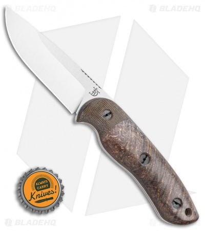 Dark Timber Knives Bushy Knife Green Micarta / Black Ash Burl (4" Satin)