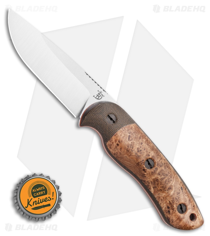 Dark Timber Knives Bushy Knife Green Micarta / Black Ash Burl (4" Satin)