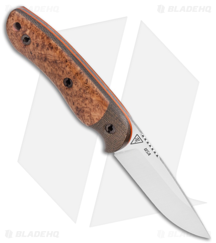 Dark Timber Knives Bushy Knife Green Micarta / Black Ash Burl (4" Satin)