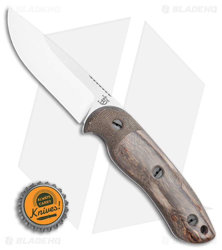 Dark Timber Knives Bushy Knife Green Micarta / Black Rustic Maple (4.0" Satin)