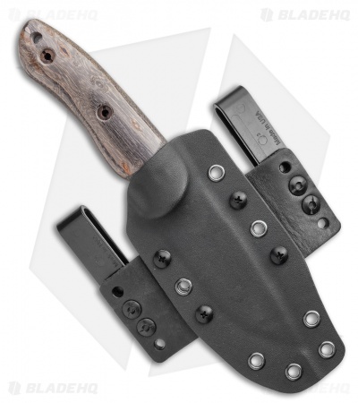 Dark Timber Knives Bushy Knife Green Micarta / Black Rustic Maple (4.0" Satin)
