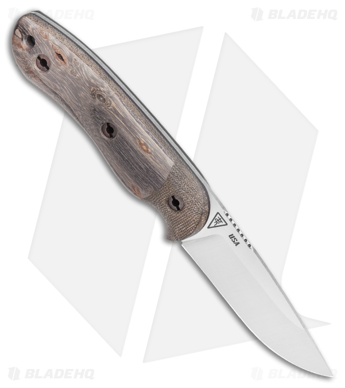 Dark Timber Knives Bushy Knife Green Micarta / Black Rustic Maple (4.0" Satin)