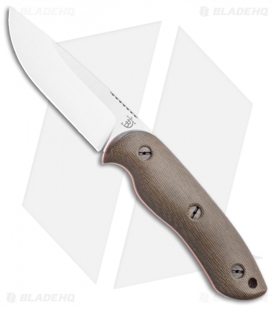 Dark Timber Knives Bushy Knife Green Micarta Orange Liners (4" Satin)
