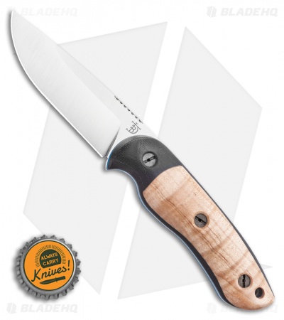 Dark Timber Knives Bushy Knife Natural Curly Maple / Black Micarta (4" Satin)