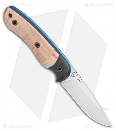 Dark Timber Knives Bushy Knife Natural Curly Maple / Black Micarta (4" Satin)