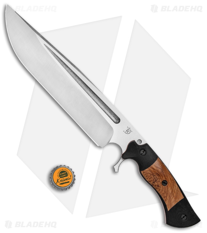 Dark Timber Knives Cave Bear Knife Black Ash Burl / Black Mi. (10.3" Two-Tone)