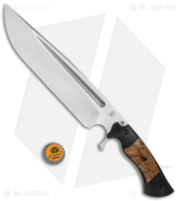 Dark Timber Knives Cave Bear Knife Black Ash Burl / Black Mi. (10.3" Two-Tone)