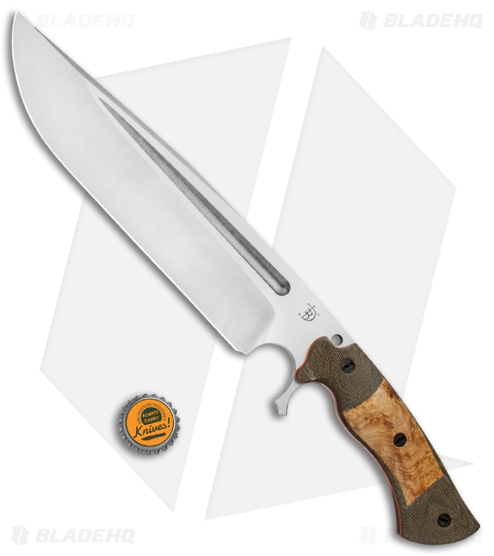 Dark Timber Knives Cave Bear Knife Black Ash Burl / Green Mi. (10.3" Two-Tone)